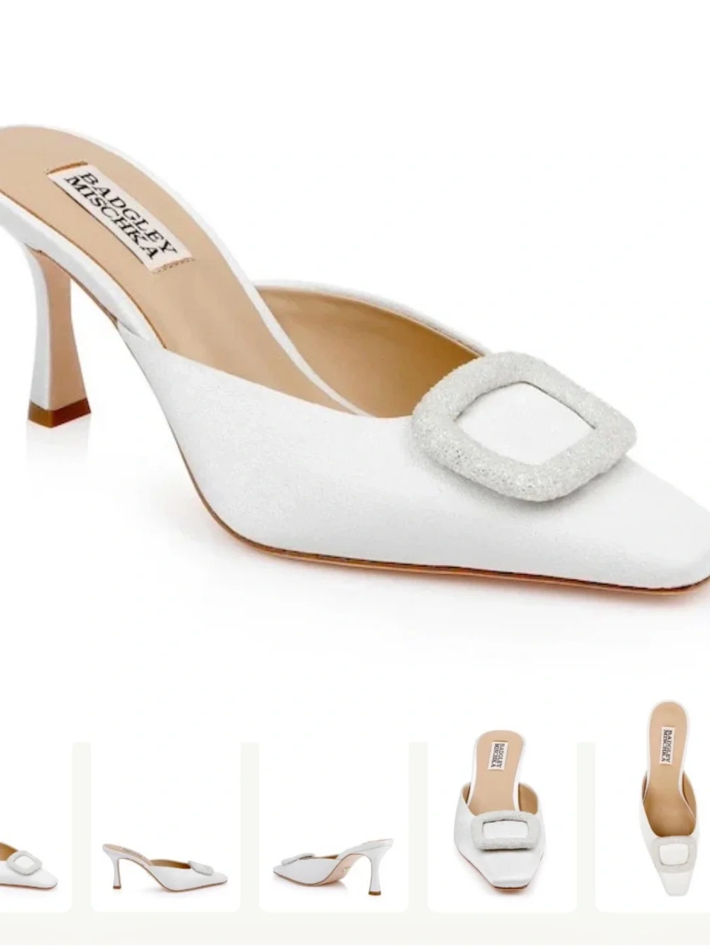 Badgley Mischka White Embellished Pointed Mule